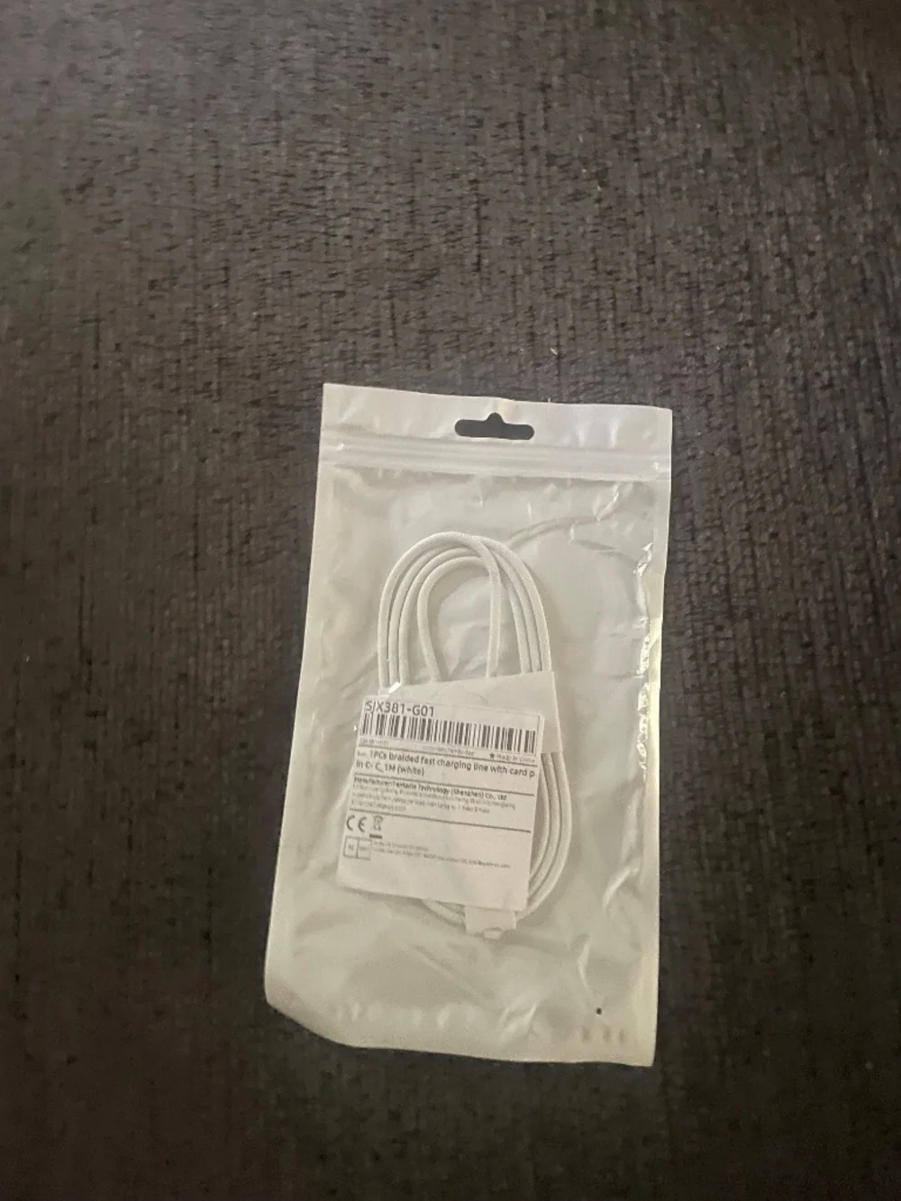 White Braided USB-C Fast Charging Cable 1M - New